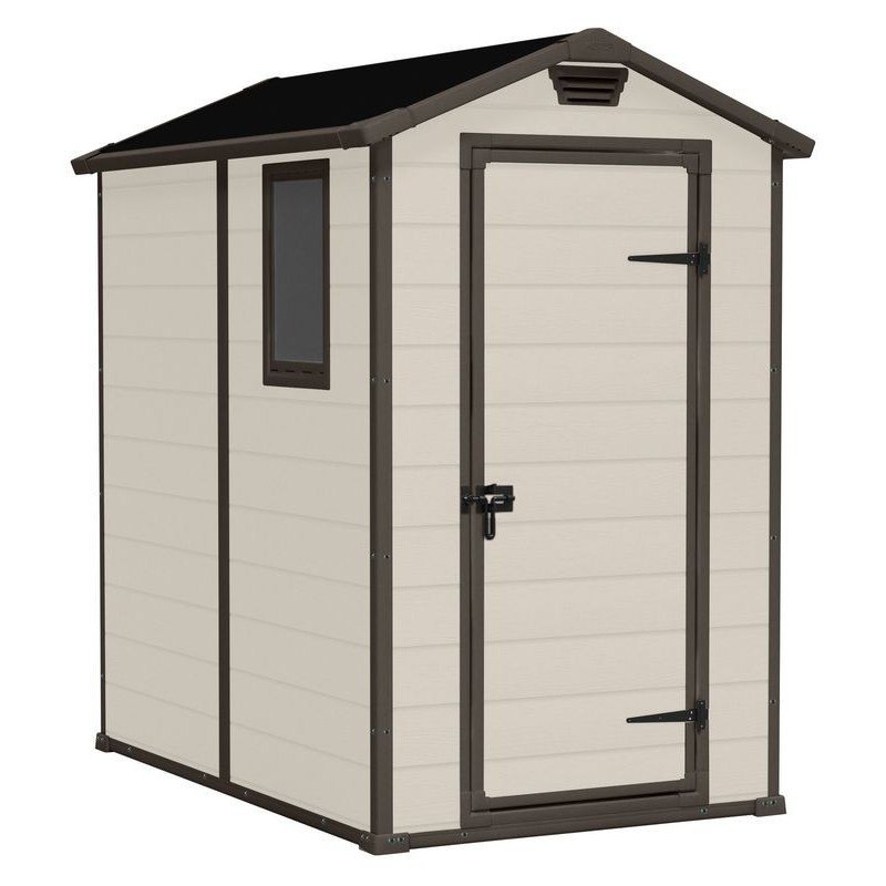 Keter Manor Outdoor Plastic Garden Storage Shed, Grey, 6 x 4 ft
