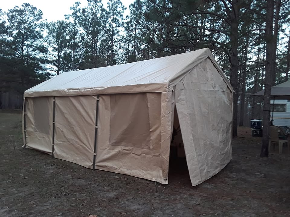 10x20ft Heavy Duty Carport, Portable Garage for Auto, Boat Market stall, Car Tent Windows, Beige